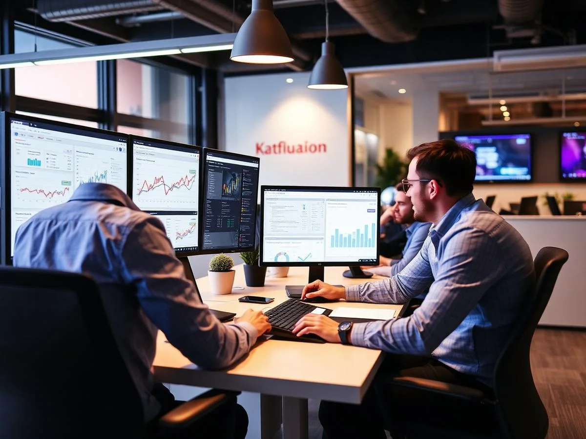 Digital marketing team reviewing campaign dashboards