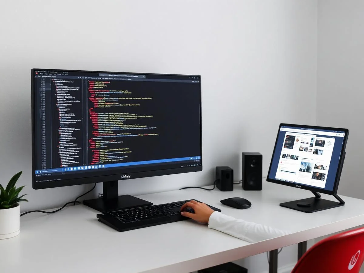 Website developer working at a computer