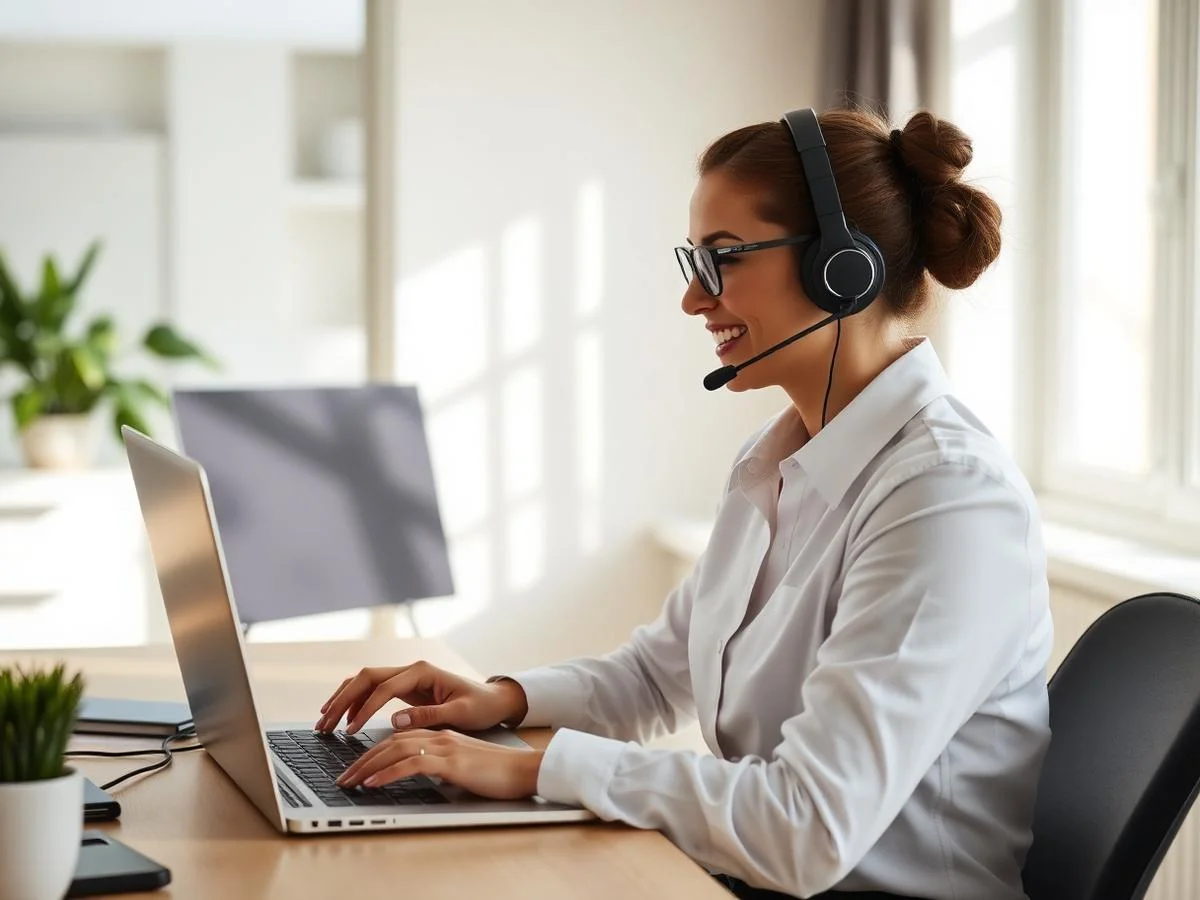 Virtual assistant supporting a client from her desk
